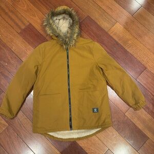 Kids Brown Hooded Jacket with Fur